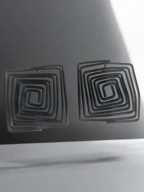 Modern Black Spiral Square Wall Accents - Unbranded